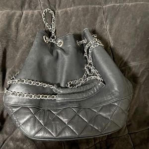 Leather bucket bag